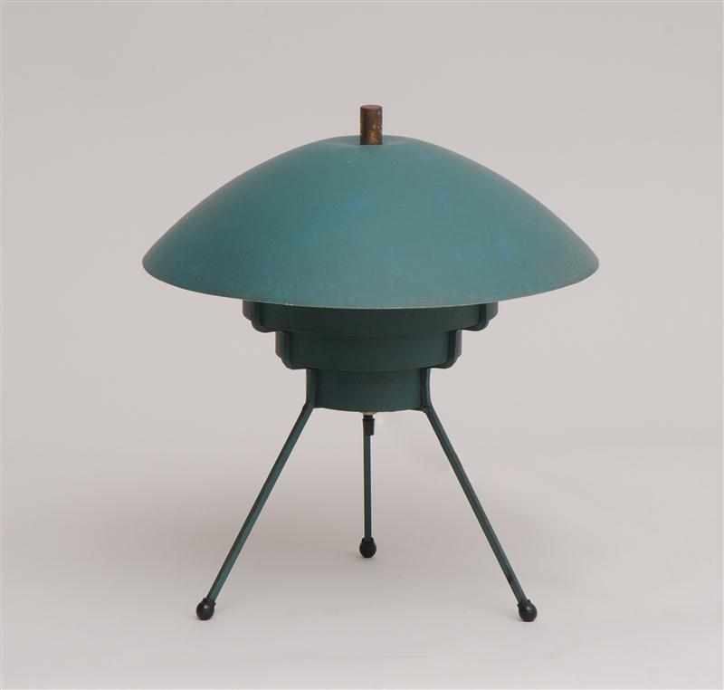 Appraisal: FRENCH MID CENTURY GREEN PAINTED METAL DESK LAMP x in