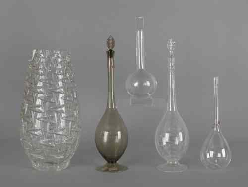 Appraisal: Four glass decanters to include a Libbey example together with