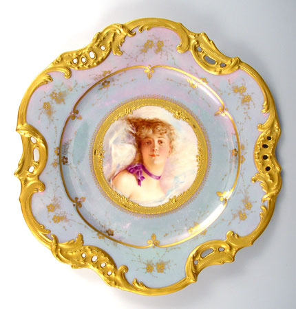 Appraisal: DRESDEN PORCELAIN PORTRAIT PLATE Donath Co Ca - Reticulated and