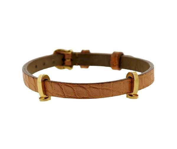 Appraisal: Cartier K Gold Leather Bracelet METAL k gold MEASUREMENTS bracelet