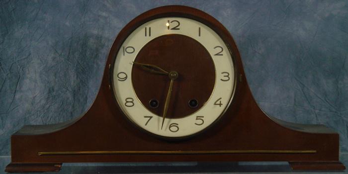 Appraisal: German mahogany tambour clock p running w Estimate -