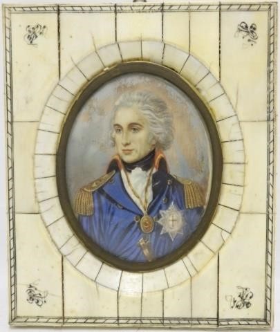 Appraisal: TH C MINIATURE PAINTING OF LORD NELSON OVAL X WITH