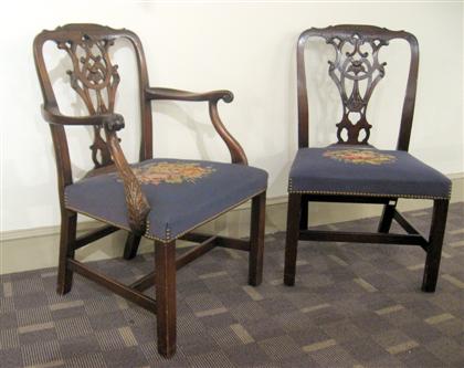 Appraisal: Matched set of seven Georgian style carved mahogany dining chairs