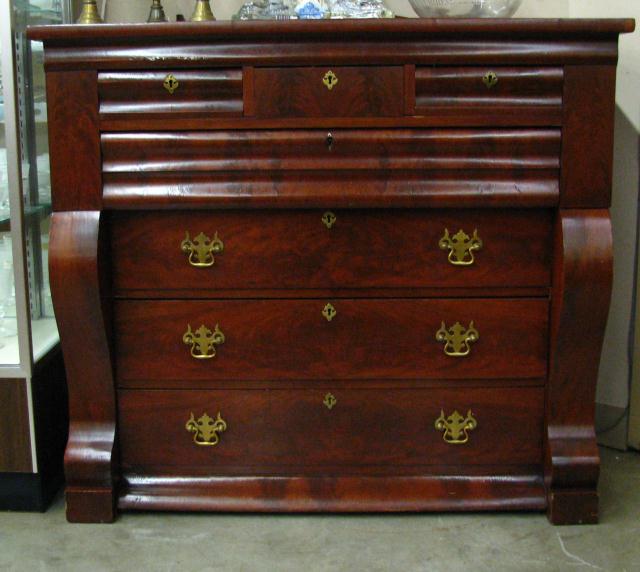 Appraisal: Antique mahogany dresser scroll column front three over four drawers