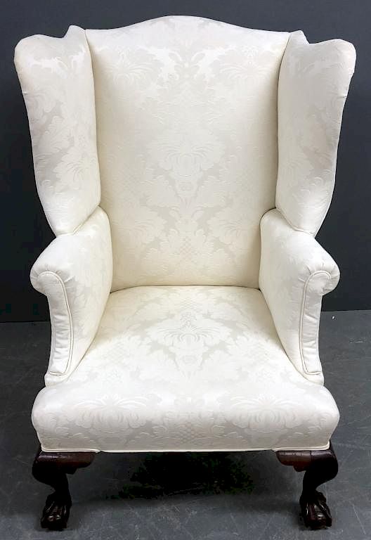 Appraisal: Chippendale Style Mahogany Wing Chair Chippendale style mahogany wing chair