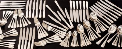 Appraisal: A laurel pattern silver table service Sheffield comprising two tablespoons