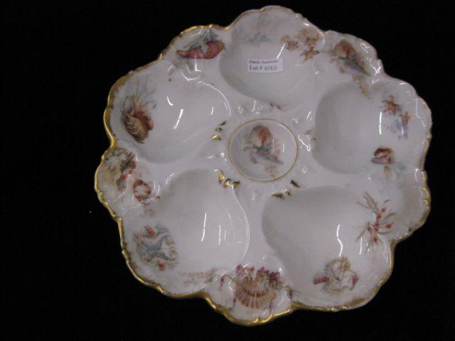 Appraisal: Haviland Limoges Porcelain Oyster Plate elaborate gold seaweed decor