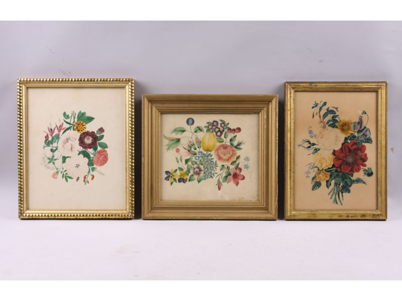 Appraisal: Three Floral Studies With Roses th c watercolor on paper