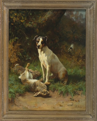 Appraisal: Alfred Duke British - Untitled Terrier with dead hares Oil