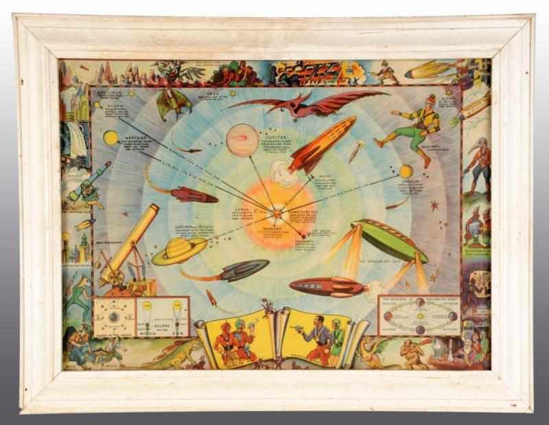 Appraisal: Framed Buck Rogers Premium Planetary Map Description Beautiful colors Shows