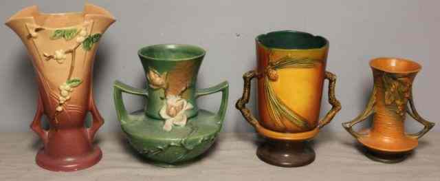 Appraisal: Pieces of Roseville Art Pottery Includes an orange Roseville Pinecone