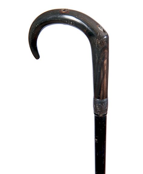 Appraisal: Horn Handle Rifle Cane Ca - A horn crook handle