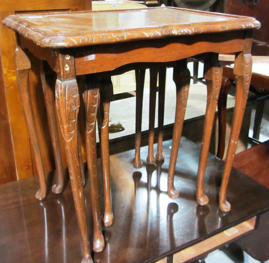 Appraisal: A th century walnut nest of three tables