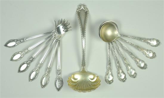 Appraisal: Thirteen Pieces Sterling Flatware Six Reed Barton Guildhall cocktail forks