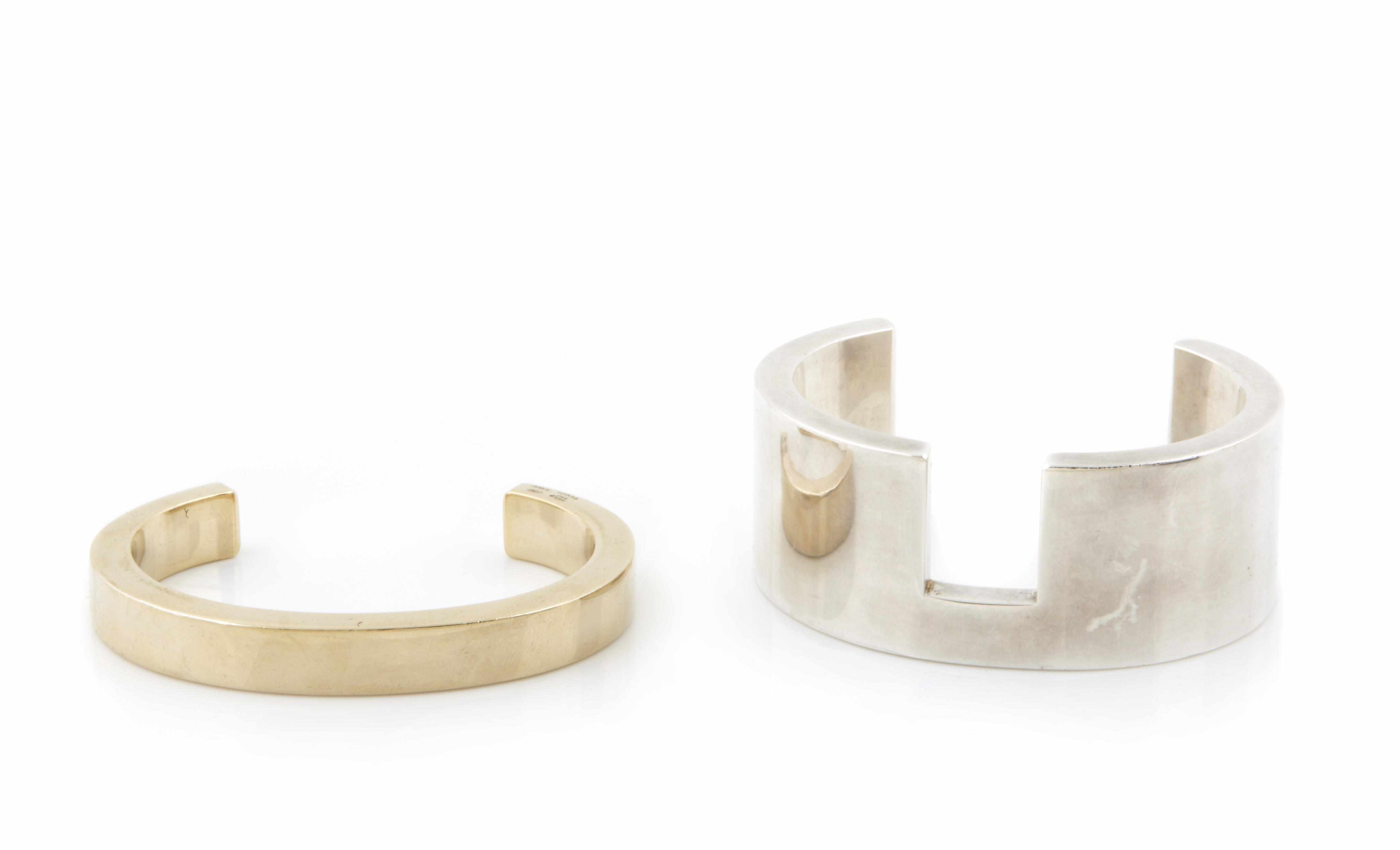 Appraisal: Two sterling silver bangles Gucci from the Tom Ford collection