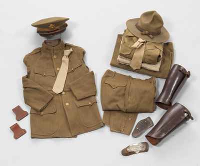 Appraisal: Doughboy Uniforms Doughboy Lieutenant's uniforms consisting both Parade Campaign Hats