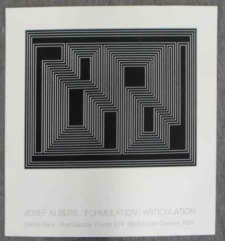 Appraisal: ALBERS Josef Formulation Articulation SerigraphExhibition Poster Unsigned unframed Josef Albers