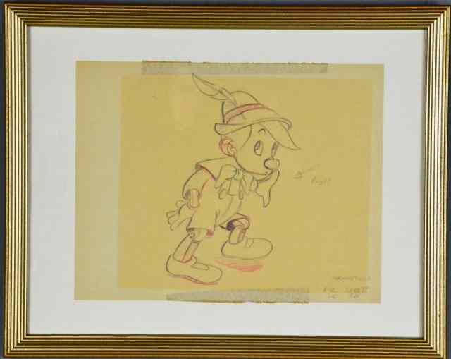 Appraisal: Walt Disney Studios Pinocchio Colored Pencil DrawiDepicting a drawing of