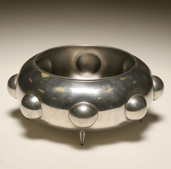 Appraisal: Mid Century Modern polished pewter flying saucer bowl possibly Italian