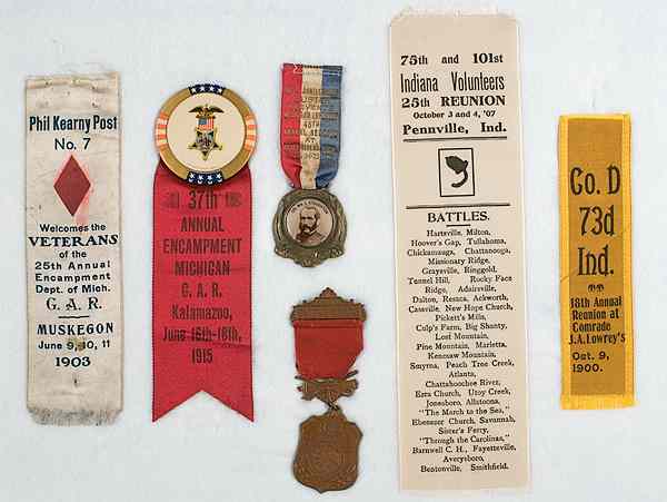 Appraisal: Civil War - Veterans Six Indiana and Michigan GAR Badges