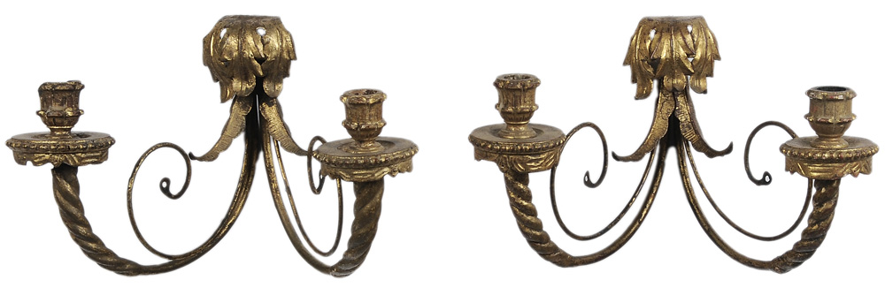 Appraisal: Pair Gilt Metal Venetian Style Sconces probably late th early