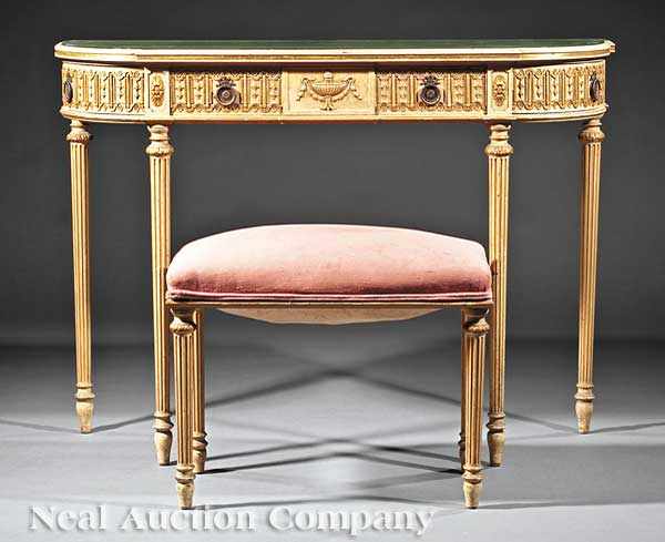 Appraisal: A Louis XVI-Style Carved Painted and Gilt Dressing Table th