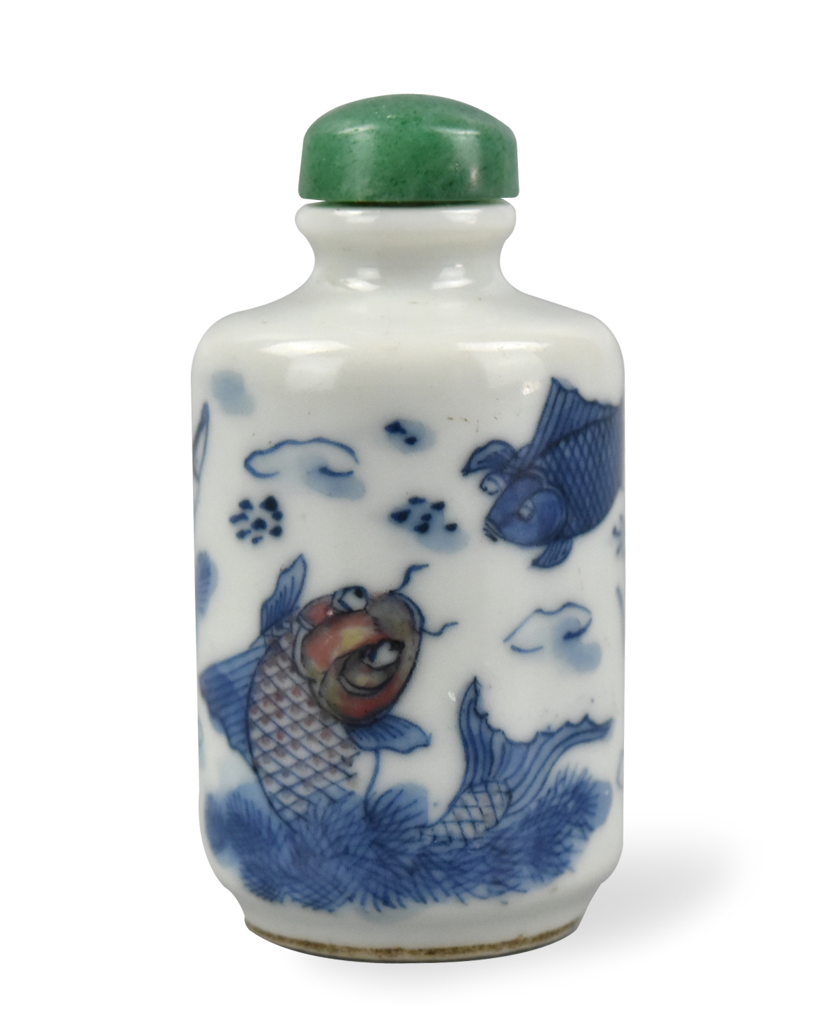 Appraisal: A Chinese porcelain blue copper red snuff bottle with carp