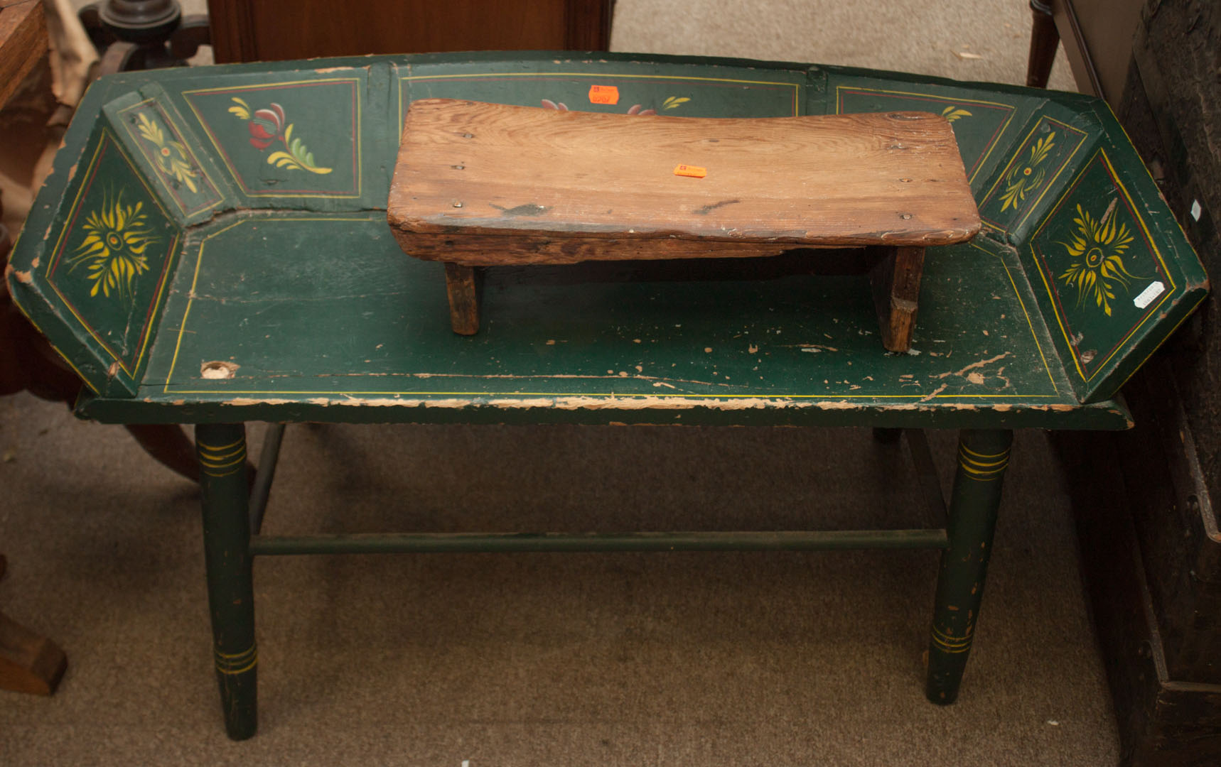 Appraisal: Carriage seat bench and foot stool Undernumber