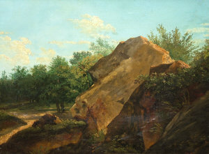 Appraisal: European School th century- A rocky outcrop oil on canvas