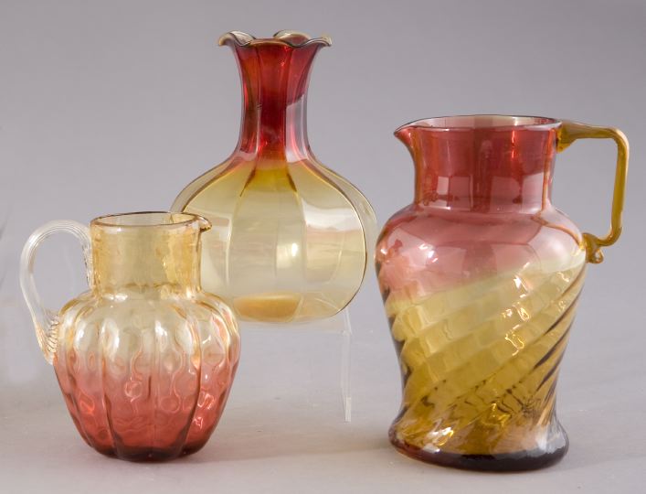 Appraisal: Group of Three Amberina Items consisting of a good spiral