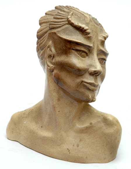 Appraisal: KLYTIE PATE Victoria circa Press-moulded glazed earthenware bust of Pan