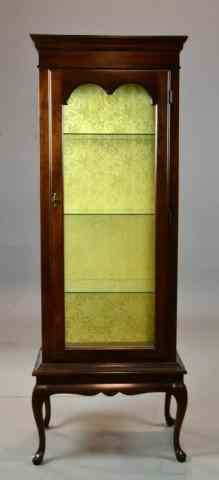 Appraisal: Queen Anne Style Mahogany Curio CabinetHaving molded top edge glass