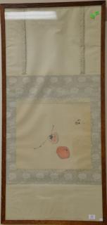 Appraisal: Oriental framed scroll watercolor on paper of peaches signed and