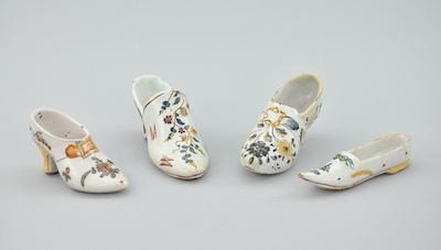 Appraisal: A Lot of Four French Hand Painted Faience Shoes Consisting