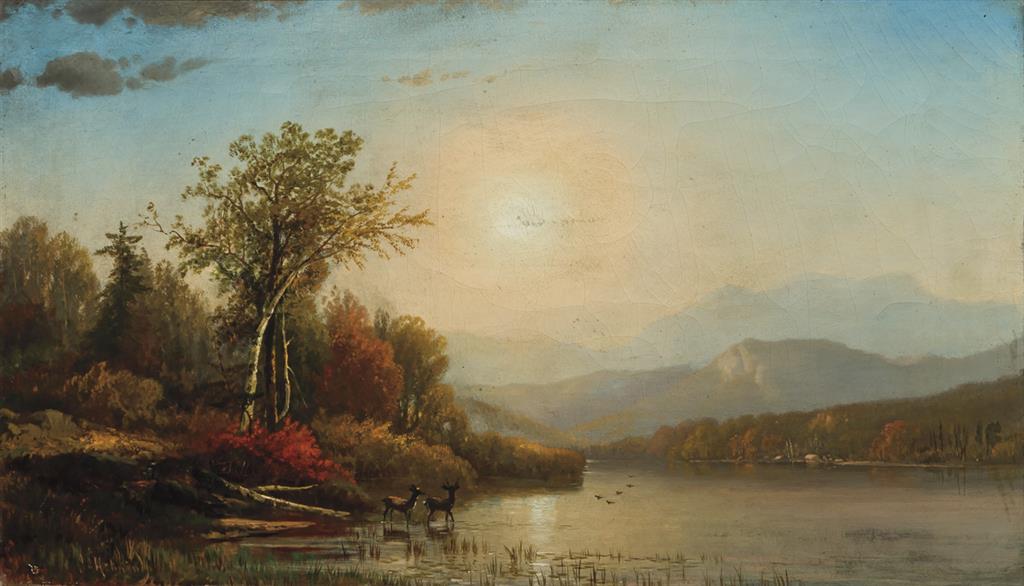 Appraisal: J ANTONIO HEKKING American - Hudson River Landscape oil on