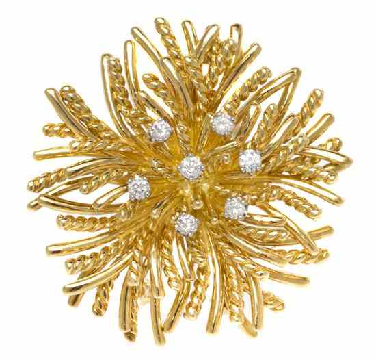 Appraisal: An Karat Yellow Gold and Diamond Brooch Tiffany Co in