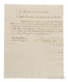 Appraisal: Washington George - Circular Letter Signed as President Philadelphia March