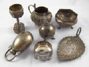 Appraisal: Eastern white metal and silver including a leaf dish a