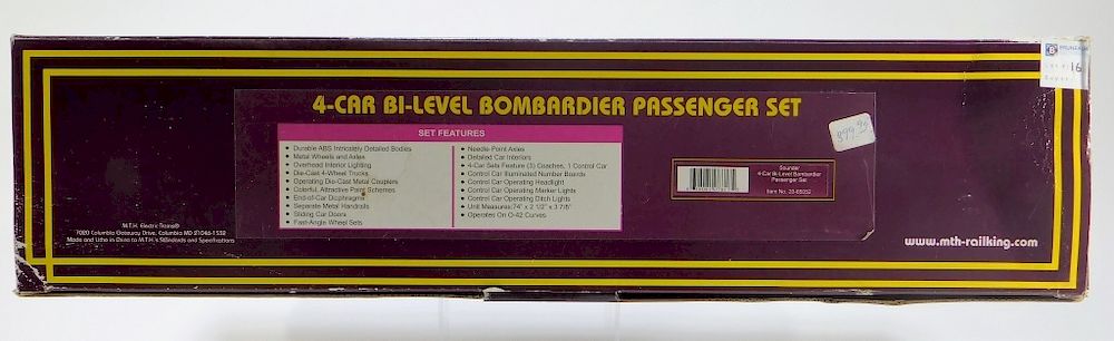 Appraisal: MTH Sounder Car Bi-Level Bombardier Train Set United States Contemporary