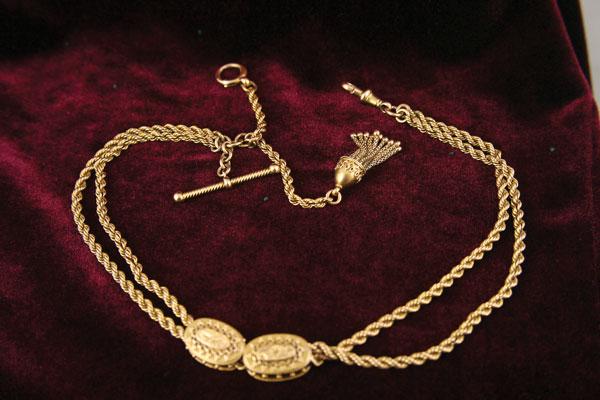 Appraisal: A ct gold quality Watch Chain with double row rope