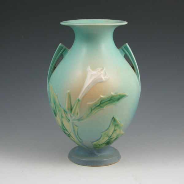 Appraisal: Roseville Thornapple vase in blue Marked Roseville - Mint ''