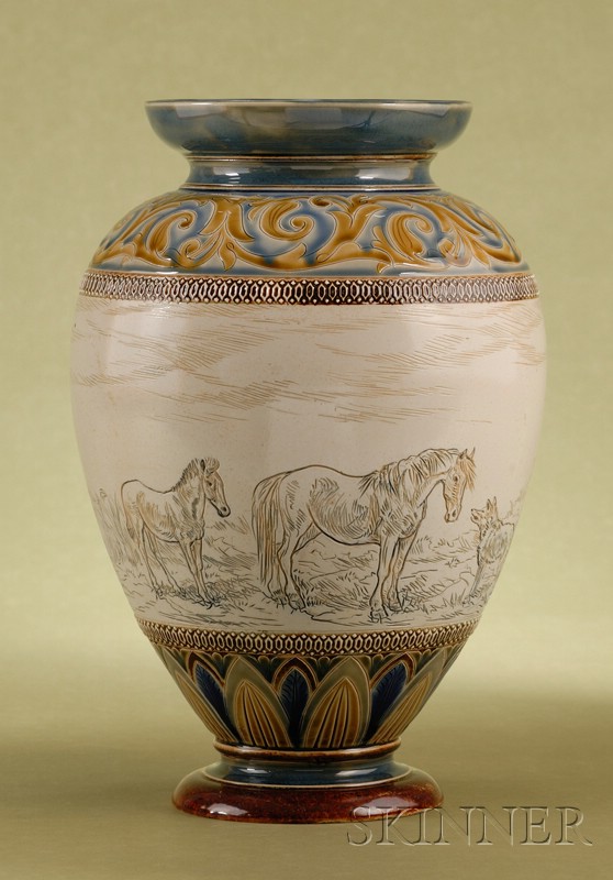 Appraisal: Large Doulton Lambeth Salt-glaze Stoneware Baluster Vase dated by Hannah