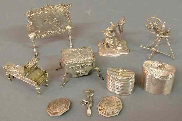 Appraisal: Group of th c Continental silver articles and miniatures to