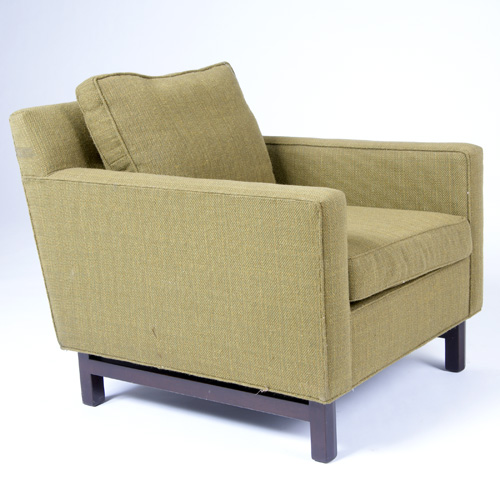 Appraisal: EDWARD WORMLEY DUNBAR Deep-seated armchair in original moss green fabric