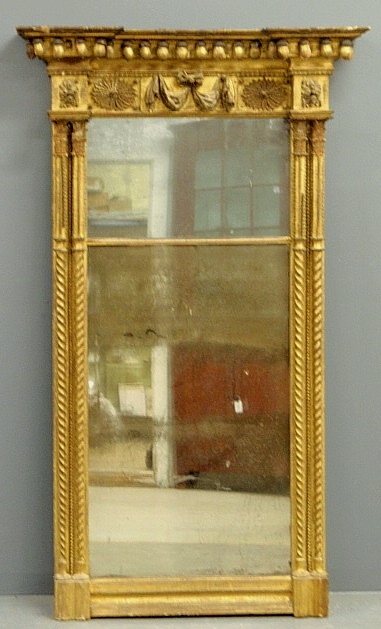 Appraisal: - Large gilt wood pier mirror th c with an