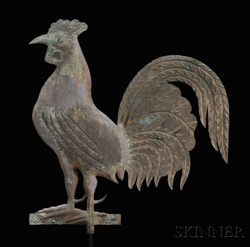 Appraisal: A L Jewell Co Molded Copper and Zinc Rooster Weathervane