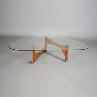 Appraisal: Adrian Piersall Free-form Coffee Table Wood Base and Glass Top