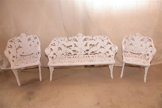 Appraisal: THREE PIECES OF GARDEN FURNITURE American th century aluminum Fern