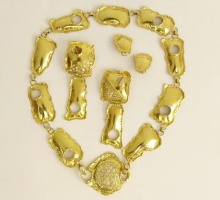 Appraisal: Baruch Hadaya Israeli Karat Yellow Gold and Diamond Necklace and