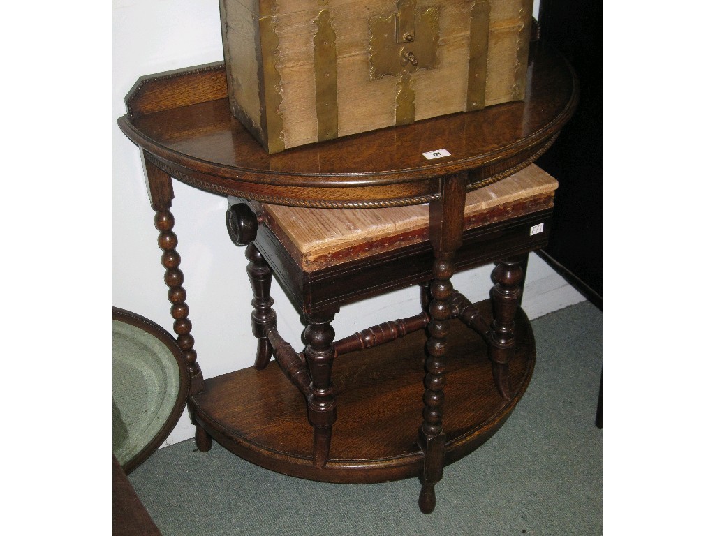 Appraisal: Lot comprising oak hall table and a rise and fall